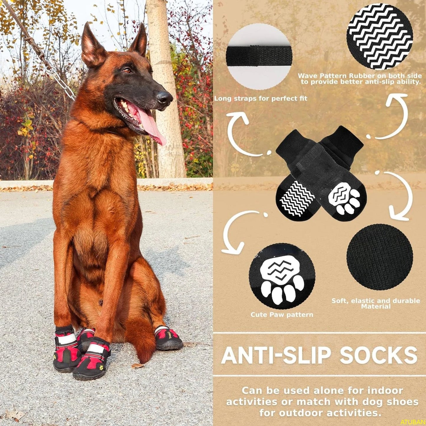 Dog Shoes with Anti-Slip Socks