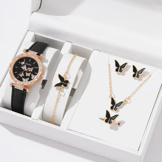 Women Watch-Necklace-Ring-Bracelet Set