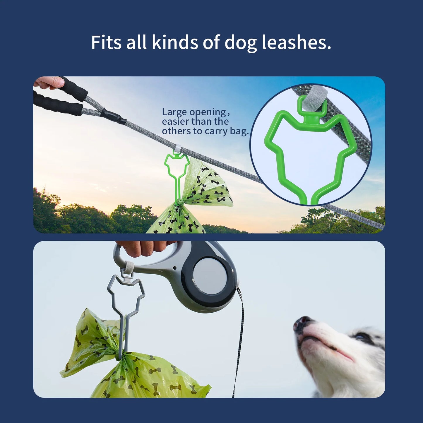 Pet Waste Bag Dispenser With Hands-Free Clip