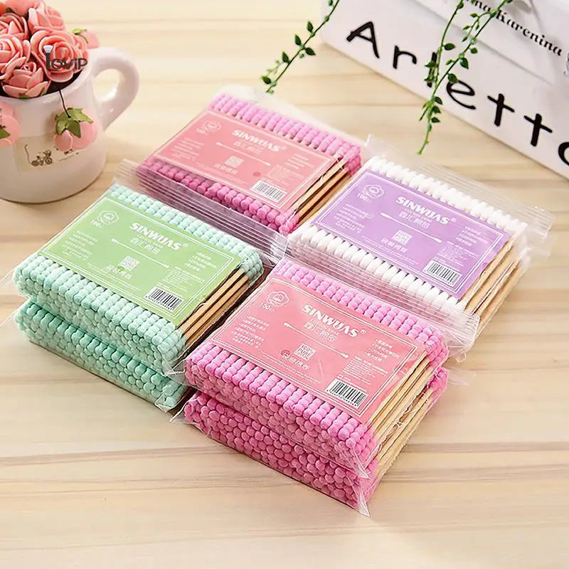 100pcs Pack Double Head Cotton Swab