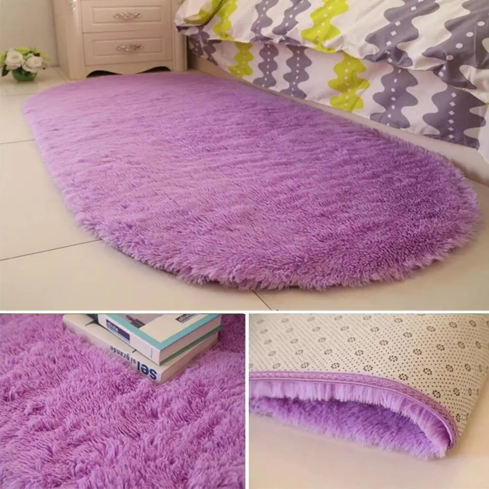 Fluffy Oval Rug Carpets for Living Room