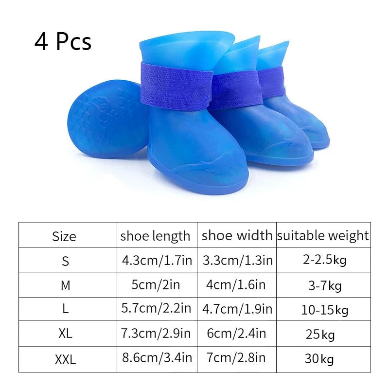 4Pcs Pet WaterProof Rainshoe