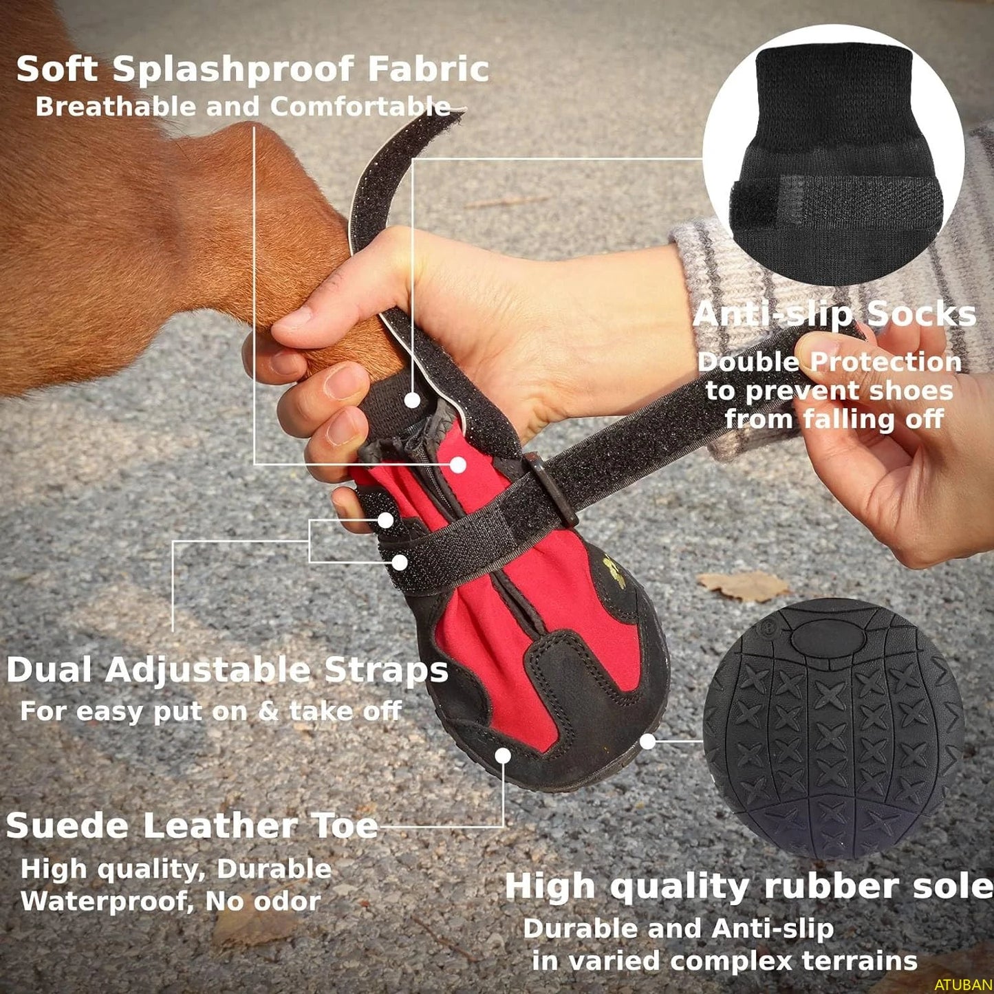 Dog Shoes with Anti-Slip Socks