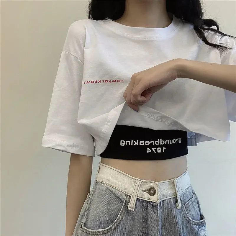 White Short Sleeved Crop Top